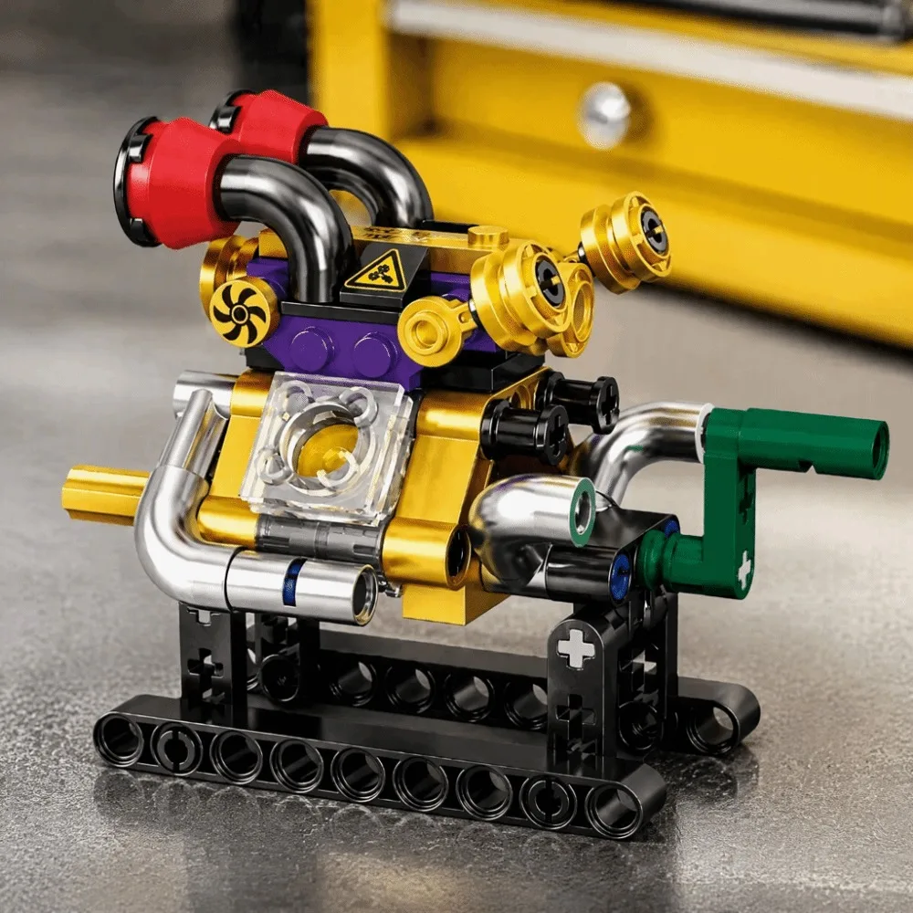 Figurine Movable Engine Building Blocks Mechanical Creative Mini Engine Model New DIY Mechanical V8 Engine Kit Home Decor