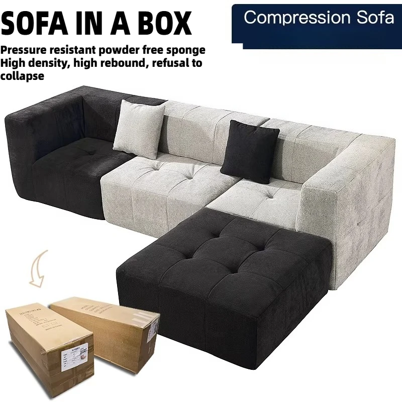 Luxury Vacuum Compressed Sofa Foot Pedal Chaise Lounges Recliner Modern Boneless Couch 2 Seater Living Room Furniture For Home