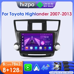 Hizpo Android 12 dla Toyota Highlander 2 XU40 2007 2008 2009 2010 2011 2012 2013 multimedialne Stereo odtwarzacz samochodowy nawigacja GPS RDS