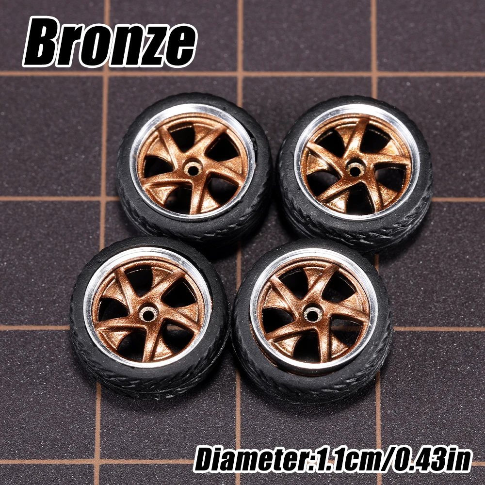 1/64 Modellauto-Räder 4er-Set - 11mm Durchmesser ABS-Gummireifen mit Bremsscheibe - Upgrade-Teile für Tomica Diecast-Fahrzeuge – Detail 30