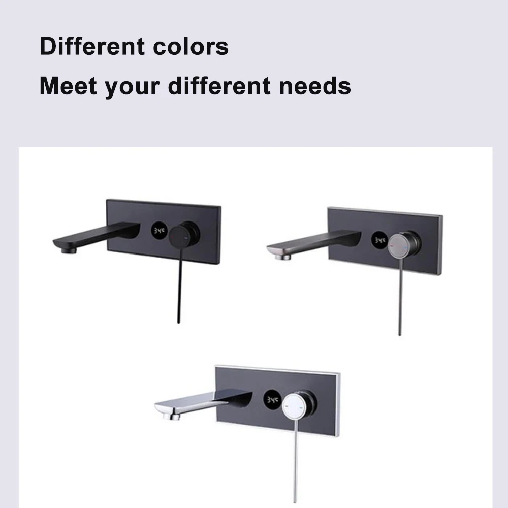 Bateria Łazienkowa Ścienna Jednouchwytowa Mosiężna w Kolorze Gun Grey Digital, Mieszacz do Umywalki