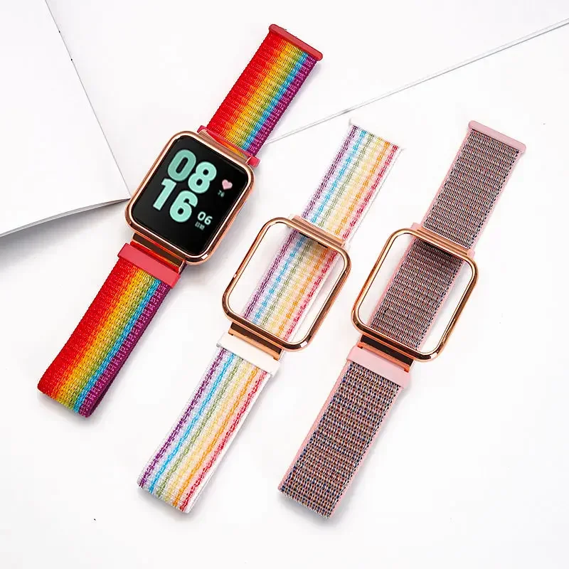 Nylon Strap for Redmi Watch 2 Lite Band for Mi watch lite/ POCO Watch Strap Bracelet Metal Case Protector Cover Nylon Wristband