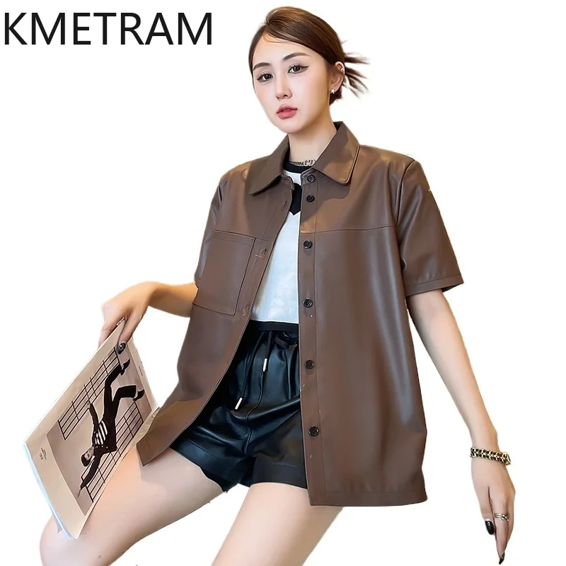100% Top Layer of Sheepskin Jacket Woman Short Sleeve Genuine Leather Jackets New in Coats Fall Clothes 2025 Women дубленка