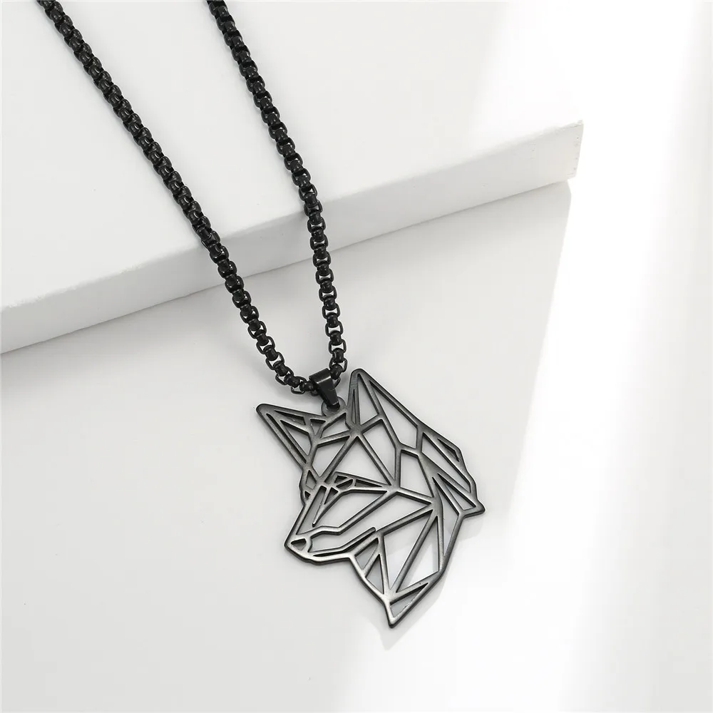 Skyrim Bear Wolf Tiger Leopard Dog Lion Animal Pendant Necklace Stainless Steel Statement Box Chain Male Men Necklaces Jewelry