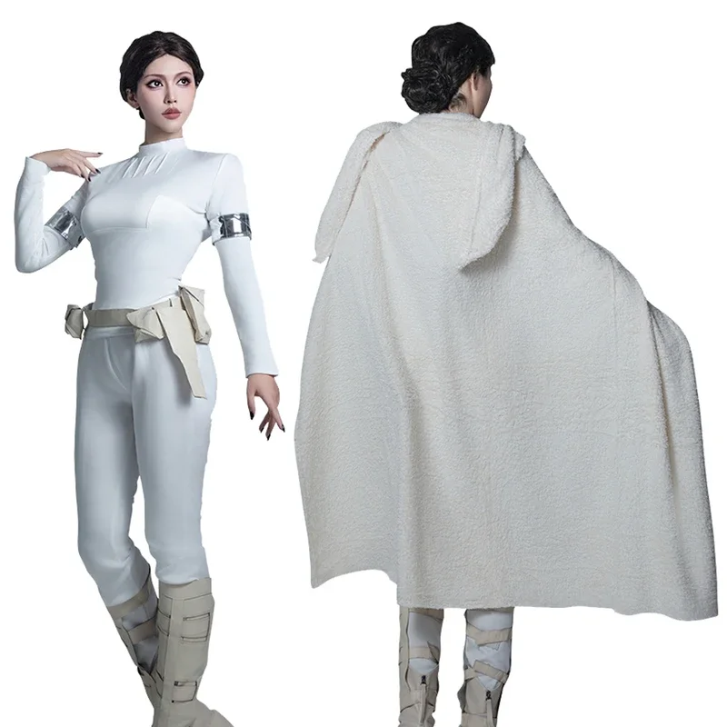 Padme Cosplay Amidala Fantasy Cloak Battle Suit Movie Space Battle Costume Outfits Girls Women Adult Halloween Carnival Suit