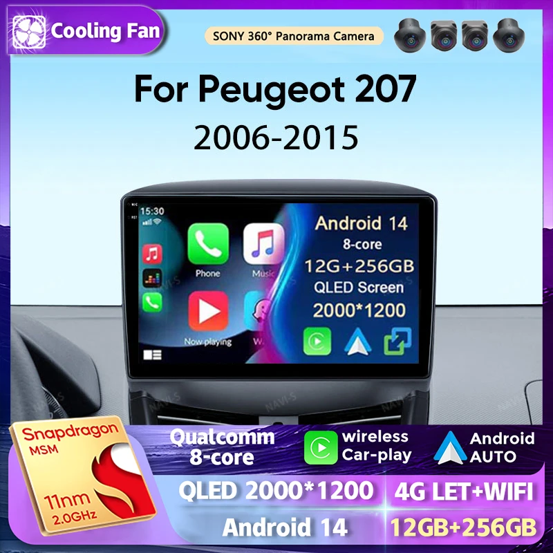 

Android 14 Car Radio For Peugeot 207 CC 207CC 2006 - 2015 Wireless Carplay Android Auto Stereo Multimedia Player WiFi 4G 2 Din