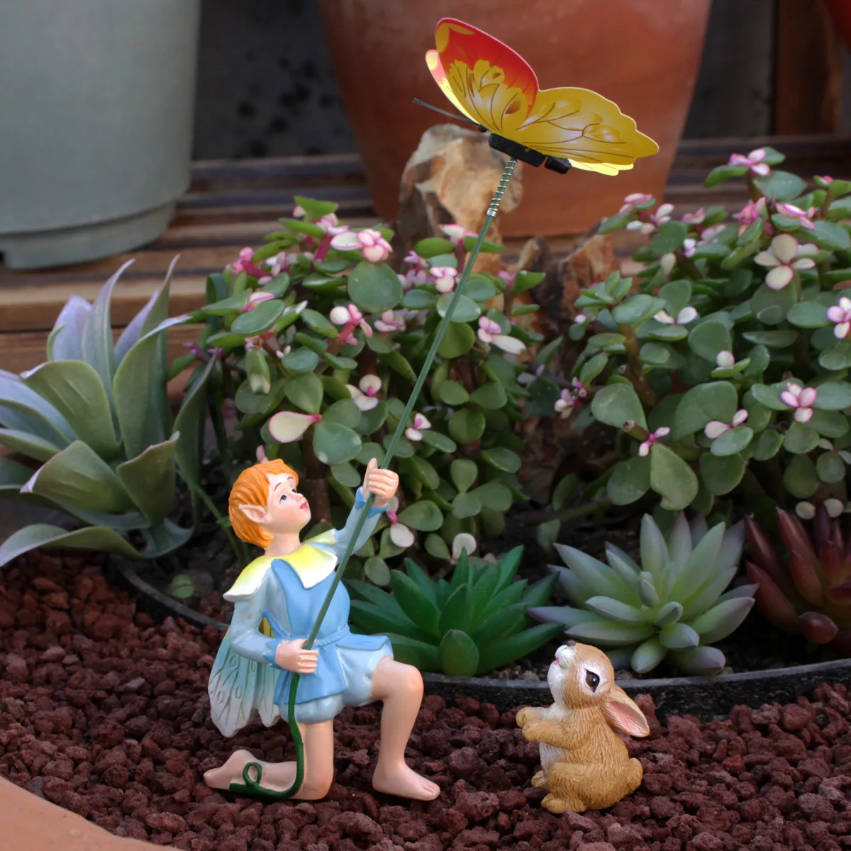 المناظر الطبيعية الصغيرة فراشة الجنية اناء للزهور شرفة الديكور في الهواء الطلق فناء الراتنج زخرفة