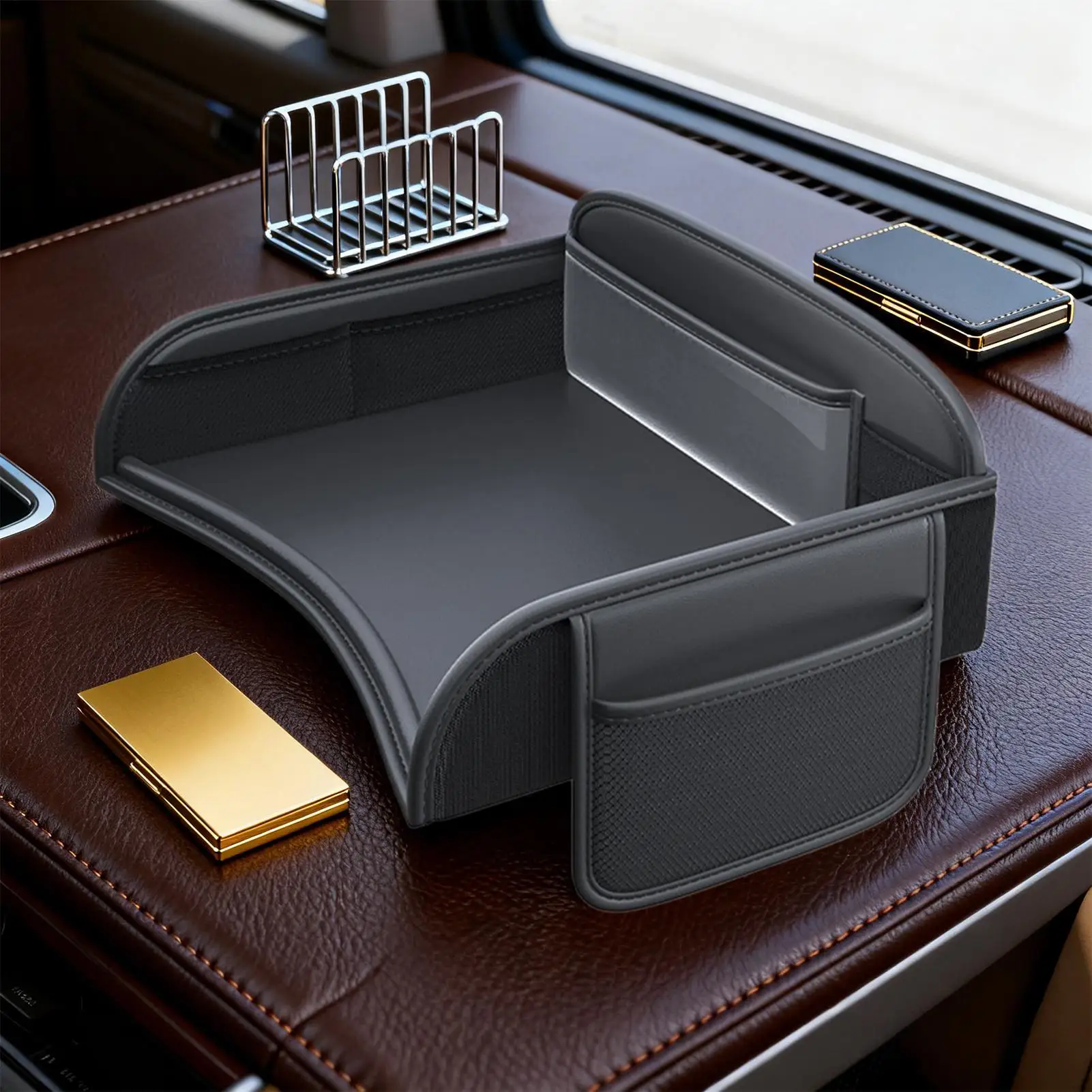 Kids Travel Tray Adjustable Waterproof Portable Carseat Organizer Car Seat Travel Tray For Snacks Water Bottle Toys Drawing