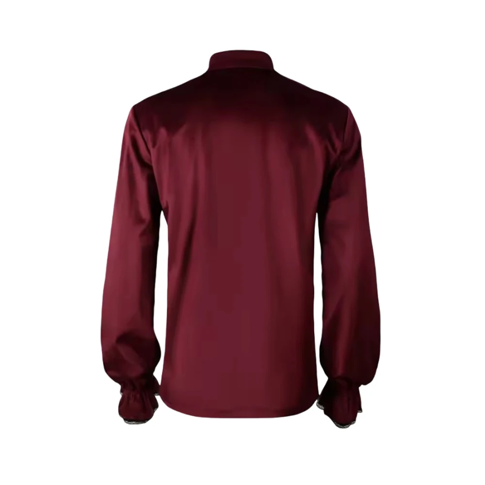 ヨーロッパ系アメリカ人男性のプリーツシャツ中世ビクトリア朝のブラウススチームパンクブラウストップスカーニバルファンシーパーティーコスプレ衣装