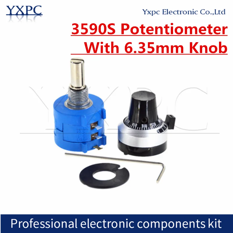 1pcs 3590S 1K 2K 5K 10K 20K 50K 100K ohm Potentiometer Adjustable Resistor 3590-2-102 103 502 103 203 503 104 201L 6.35mm knob