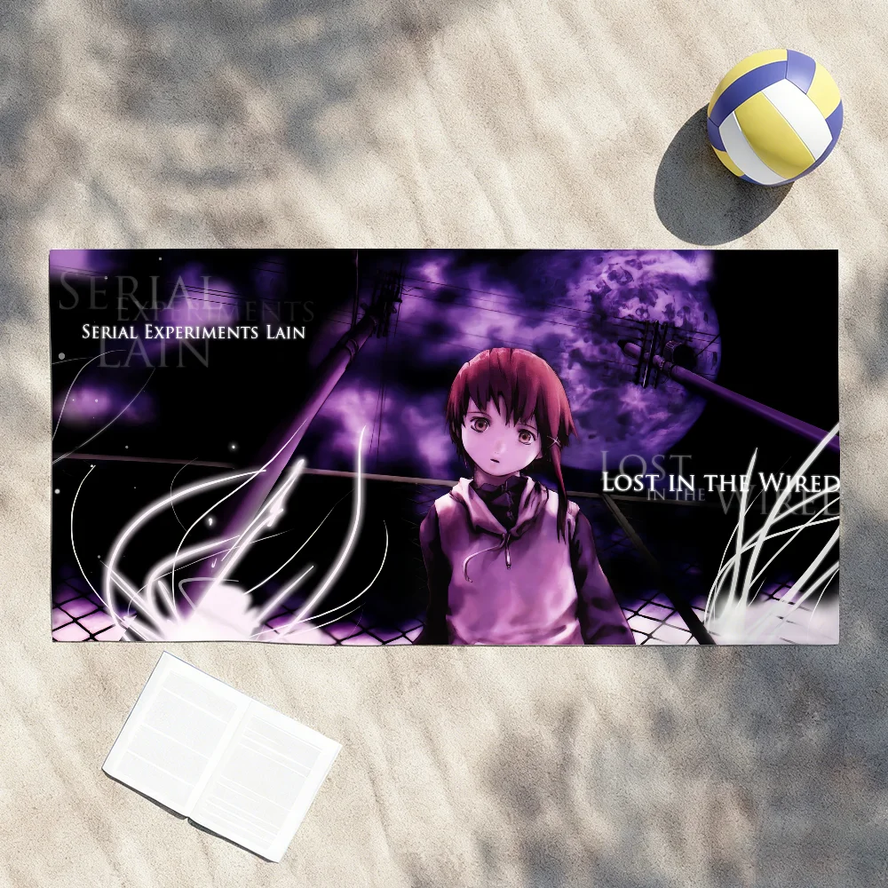 Anime S-Serial E-Experiments Lain Towel Soft Lightweight Anti-Sand Large Beach Towel Quick-Drying Bath Sports Family