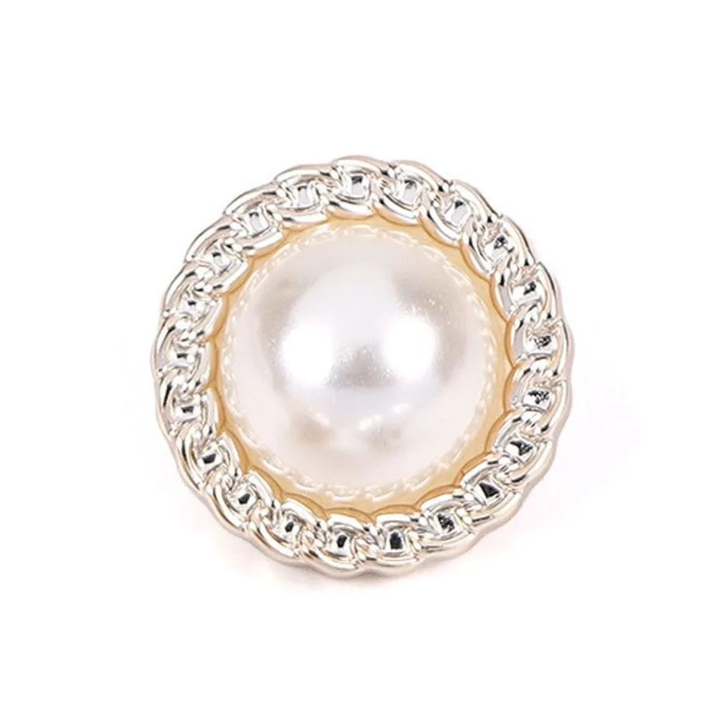 

50PCS Overcoat Round Pearl Buttons Shiny Alloy Clothing Button Vintage Sewing Button Clothing Sewing