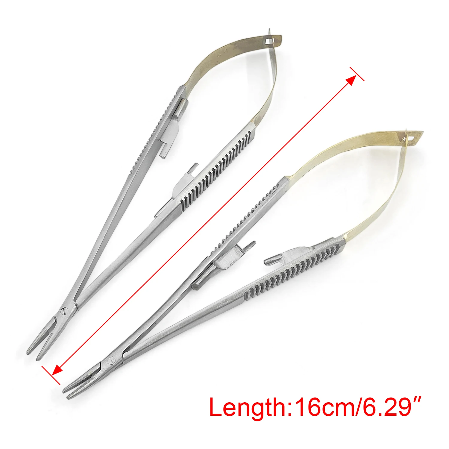 Straight/Curved Castroviejo Needle Holders with Lock Needle Holding Forceps 14cm/16cm Microsurgery Instruments Dental Forcep