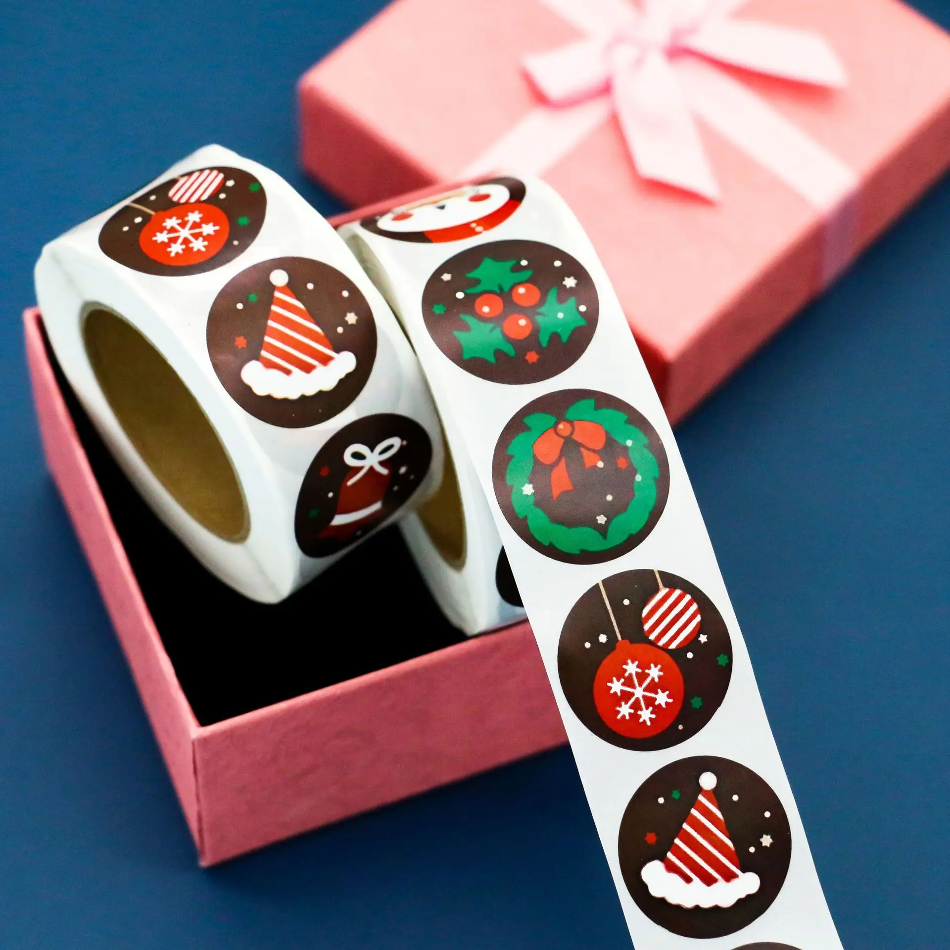 500 قطعة عيد ميلاد سعيد ملصقات 1 بوصة مستديرة عيد الميلاد العلامات ملصقات للأطفال هدية الخبز حزمة المغلف القرطاسية ديكور