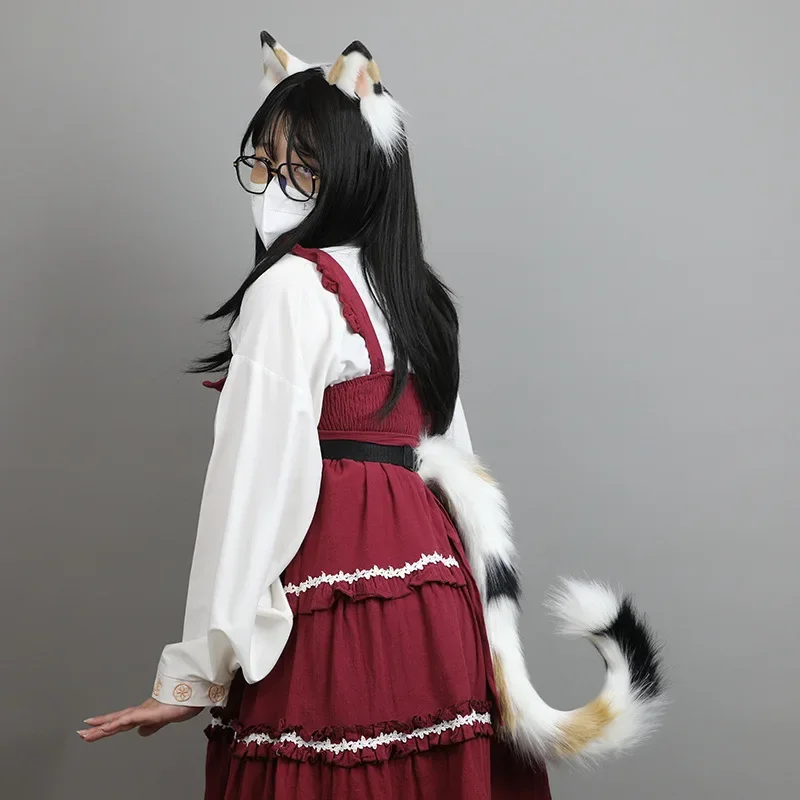 Pele do falso Headband para festa de Halloween, Animal Cosplay Costumes, cauda peludo, Orelhas Acessórios, Gato, Raposa, Lobo