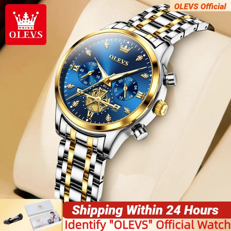 

OLEVS 2897 Кварцевые часы для женщин с маховиком и бриллиантами, элегантные водонепроницаемые женские часы с хронографом из нержавеющей стали, НОВИНКА