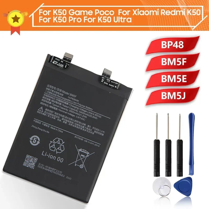 

Production in 2024 Phone Replacement Battery BM5F BM5E BM5J BP48 For Xiaomi Redmi K50 Ultra 12T 12T Pro K50Pro Game Poco
