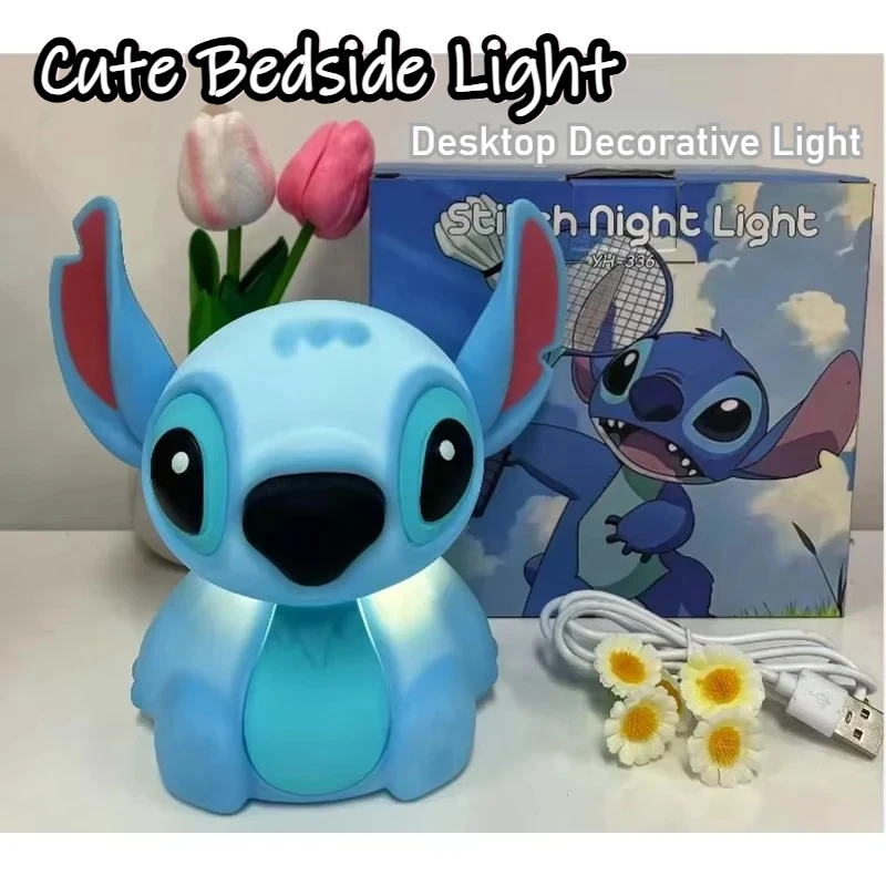 

Cartoon Stitch Night Light USB Touch-sensitive Light Soft Glow Bedside Light for Students Room Cute Anime Decor Birthday Present
