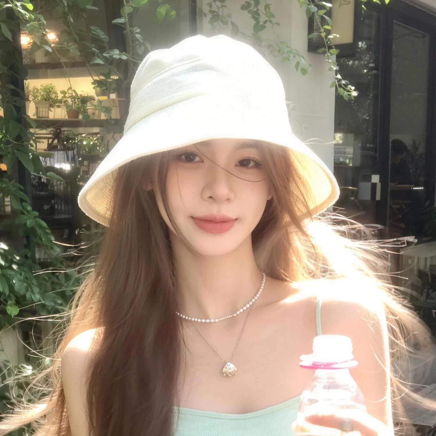 Hat women's summer new sunshade bucket hat UV protection breathable face small sweet sunscreen hat