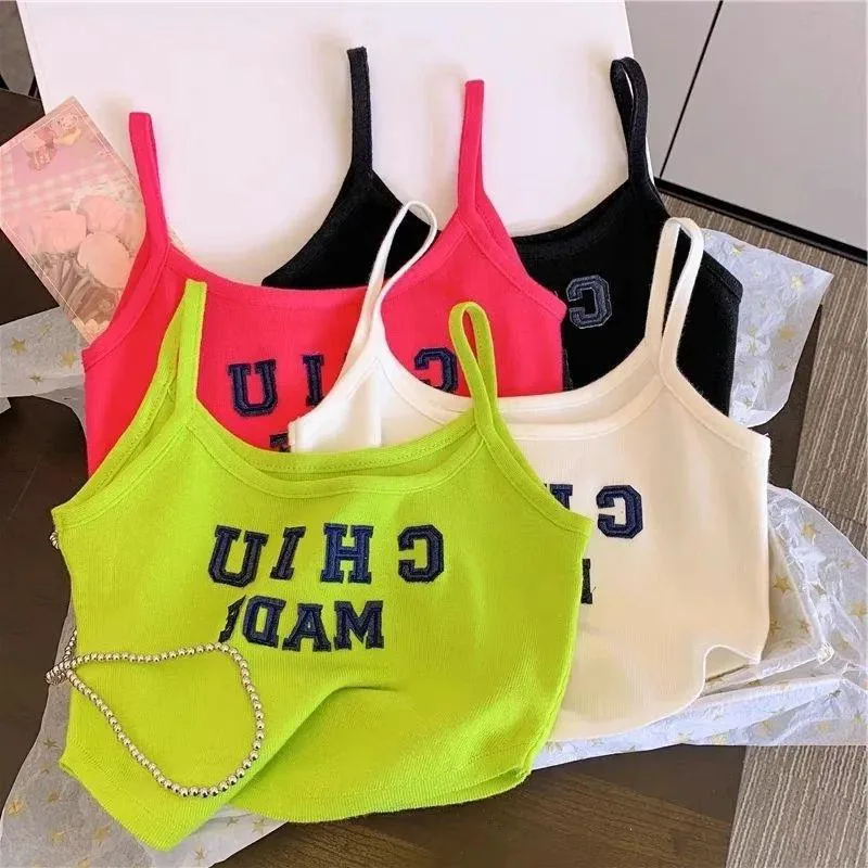 summer baby girls vest sling children Korean style letters kids crop top clothes toddler tank top camis 2 to 10 years