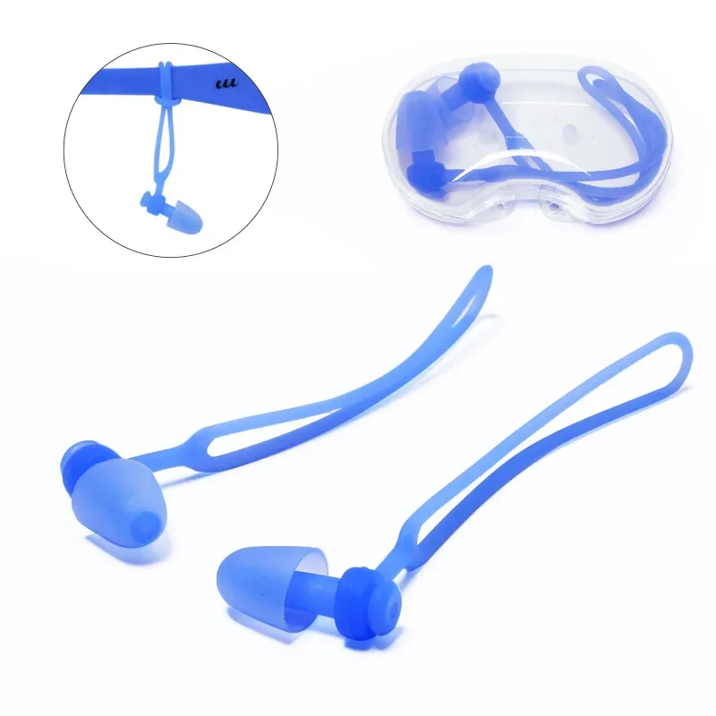 Anti-lost Swimming Earplugs Waterproof Noise Reduction Soft Silicone EarPlugs with Rope for Sleeping Swimming Ears Protection