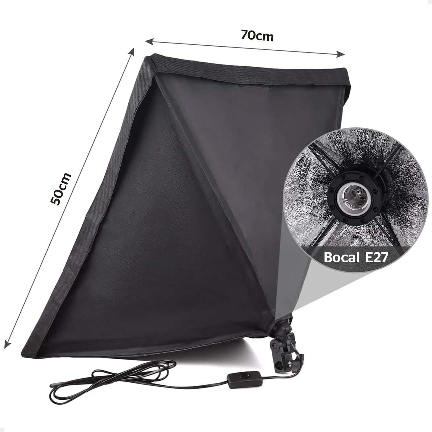 Lorben 50x70 cm Continuous Light Softbox with Pocket Socket E27 Studio Audio Photo Video Lives Portrait