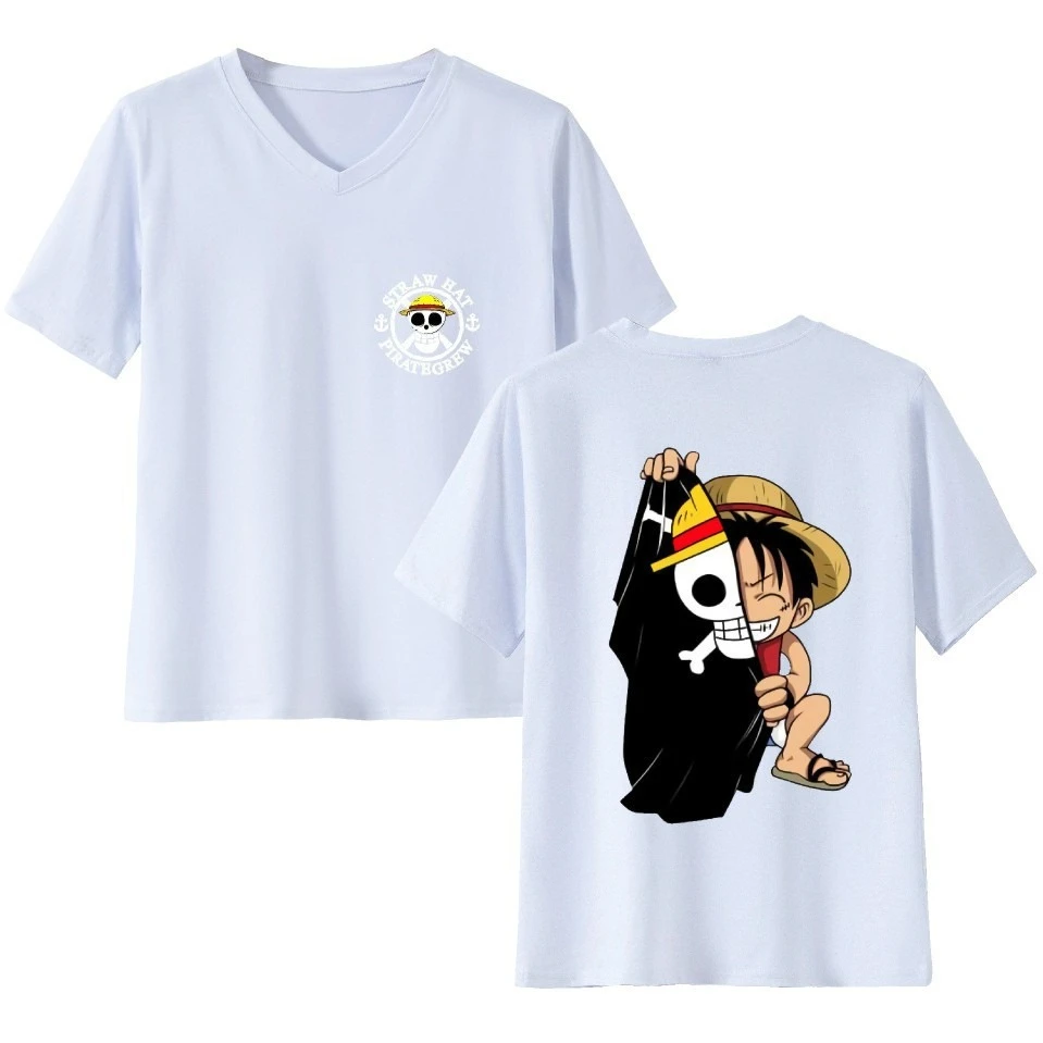 One Piece Luffy Zoro Anime Print T-Shirt für Herren und Damen, modisch, locker, lässig, Streetwear, kurzärmelig