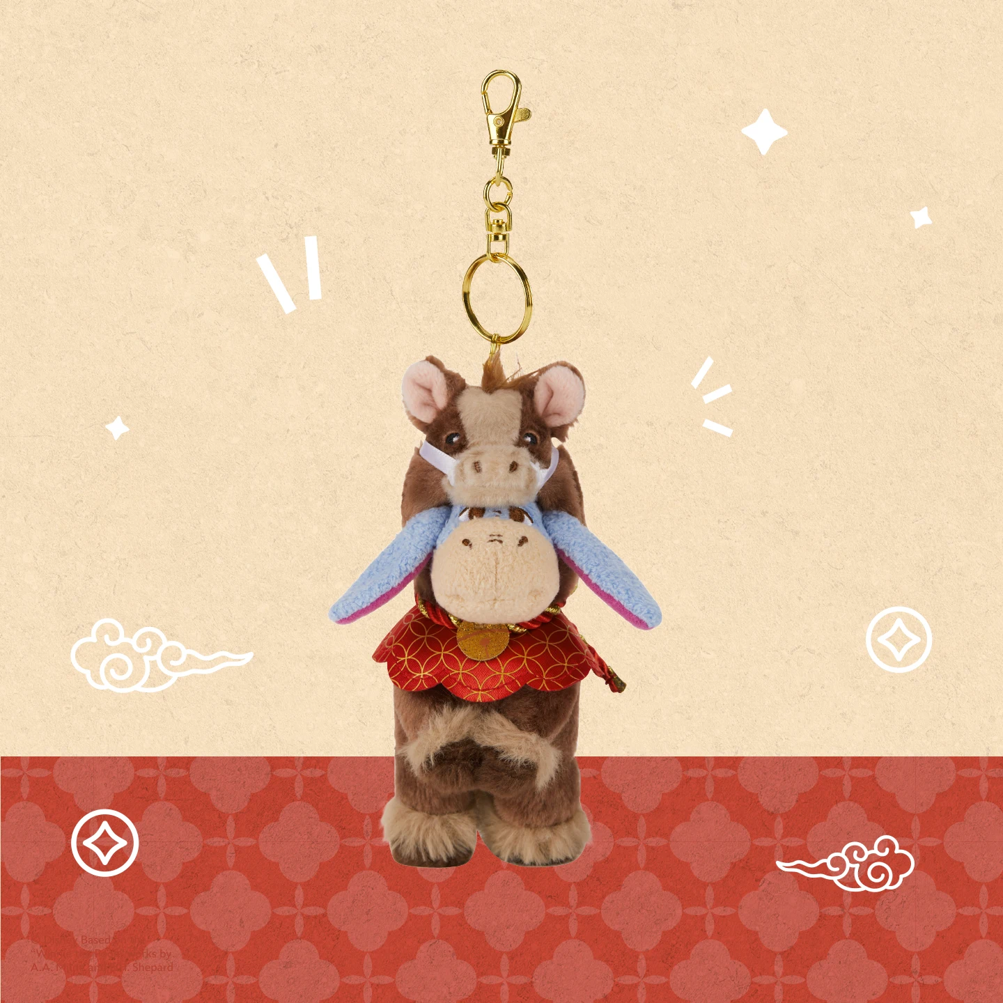 Llavero Limitado Disney Año del Caballo 2026, Amuleto de Peluche de Pony del Año Nuevo Chino, Mascota de la Suerte Roja y Dorada para Bolso, Regalo