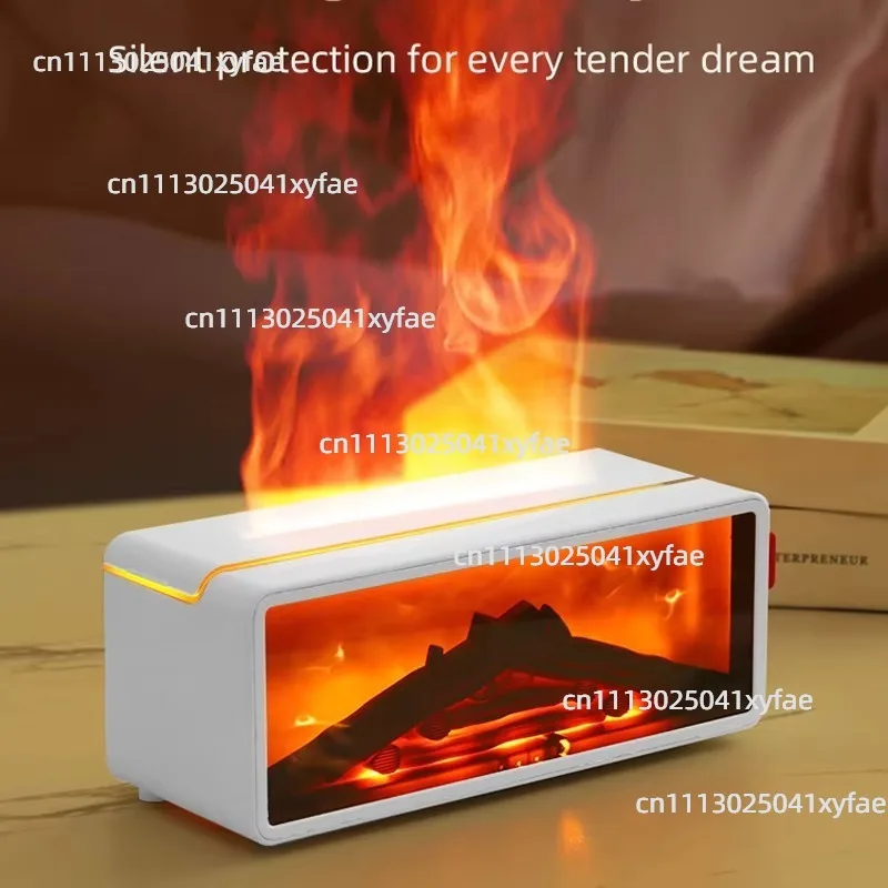 3D Simulation Flame Aromatherapy Humidifier, Desktop Atmosphere Light Retro Essential Oil Diffuser for Home