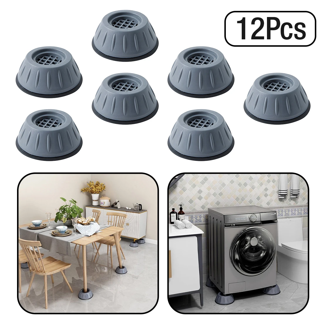 12pcs Anti Vibration Washing Machine Support Anti-Slip Feet Base Pads Mat Shock Noise Cancelling Universal Size Widely Used