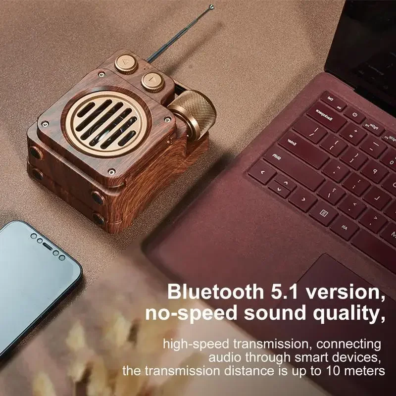 

Speaker | Old Fashion Style Unique Retro Radio Blue-Tooth Speaker For Kitchen Portable Wireless Vintage Desk Bedroom Office