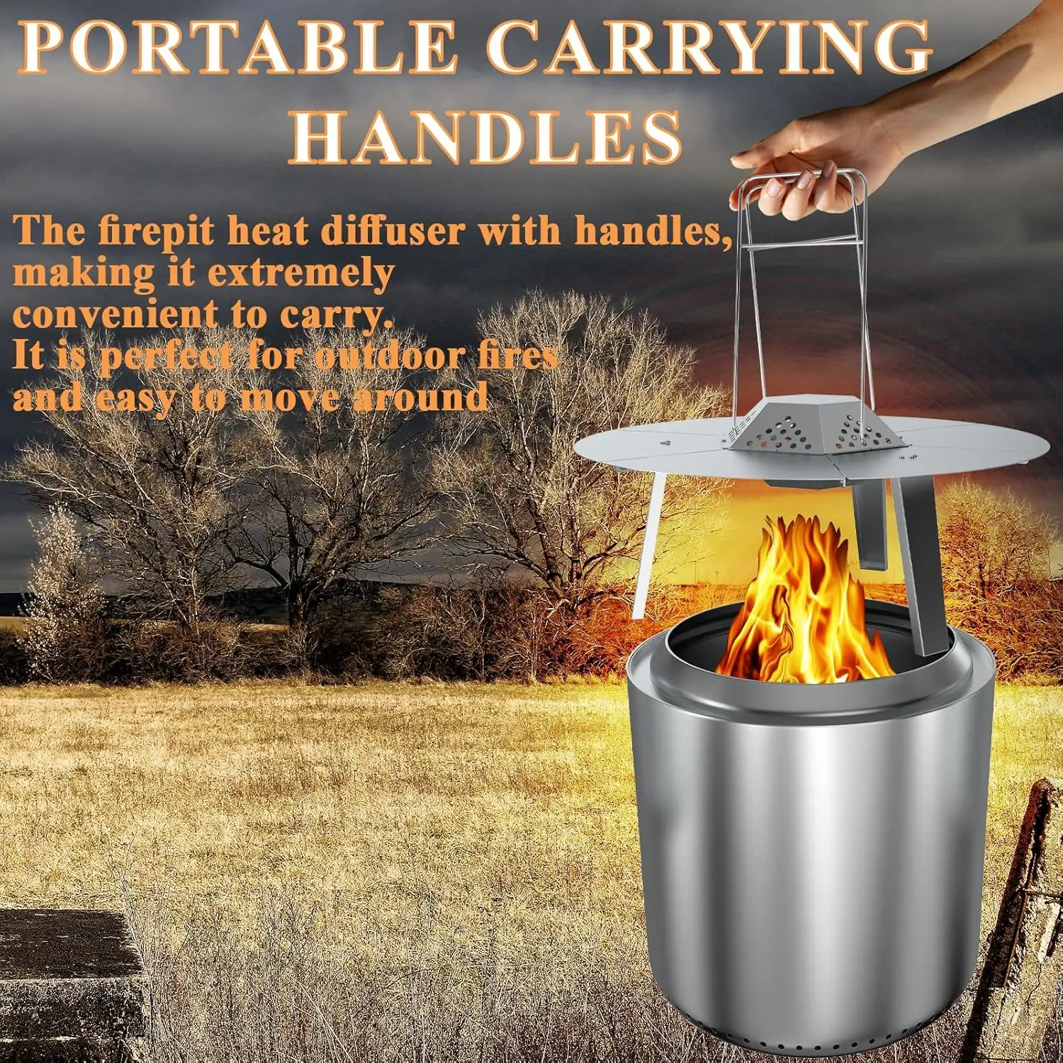 

Тепловой дефлектор FirePit для 19,5 дюймов, портативный рассеиватель тепла с ручками для переноски, 19,5-дюймовая нержавеющая сталь - прямые продажи с фабрики