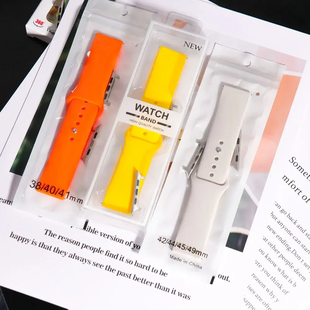 Ремешок силиконовый для Apple Watch band 44 мм 40 мм 49 мм 45 мм 41 мм 38-42 мм, браслет для iWatch band series 8 se 9 7 6 5 4 3 ultra 2