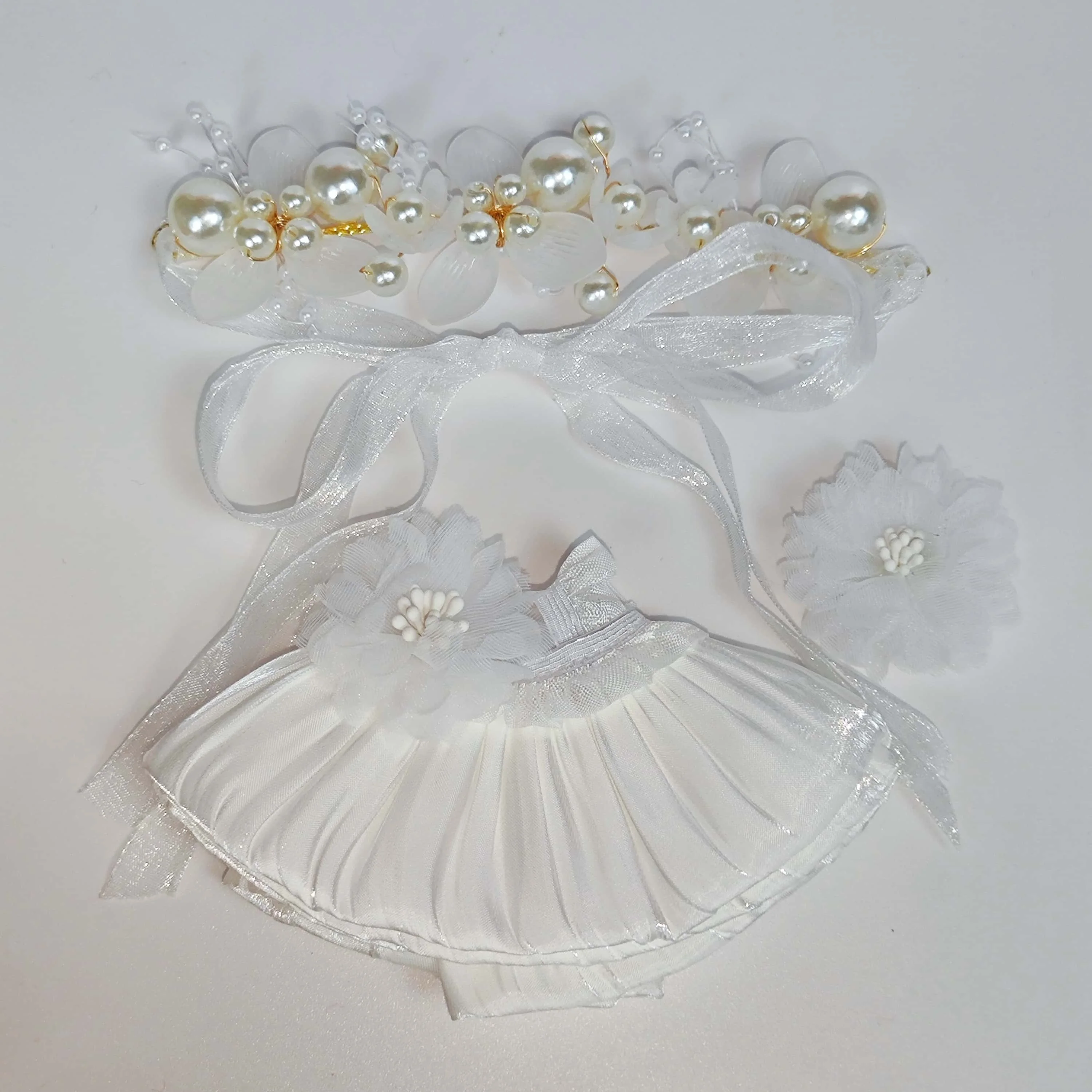 Mini Plush Doll's Clothes Bud Skirt with Pearl Hair Accessory Labubu I II Idol Dolls Korea Kpop Doll DIY Clothing Gifts