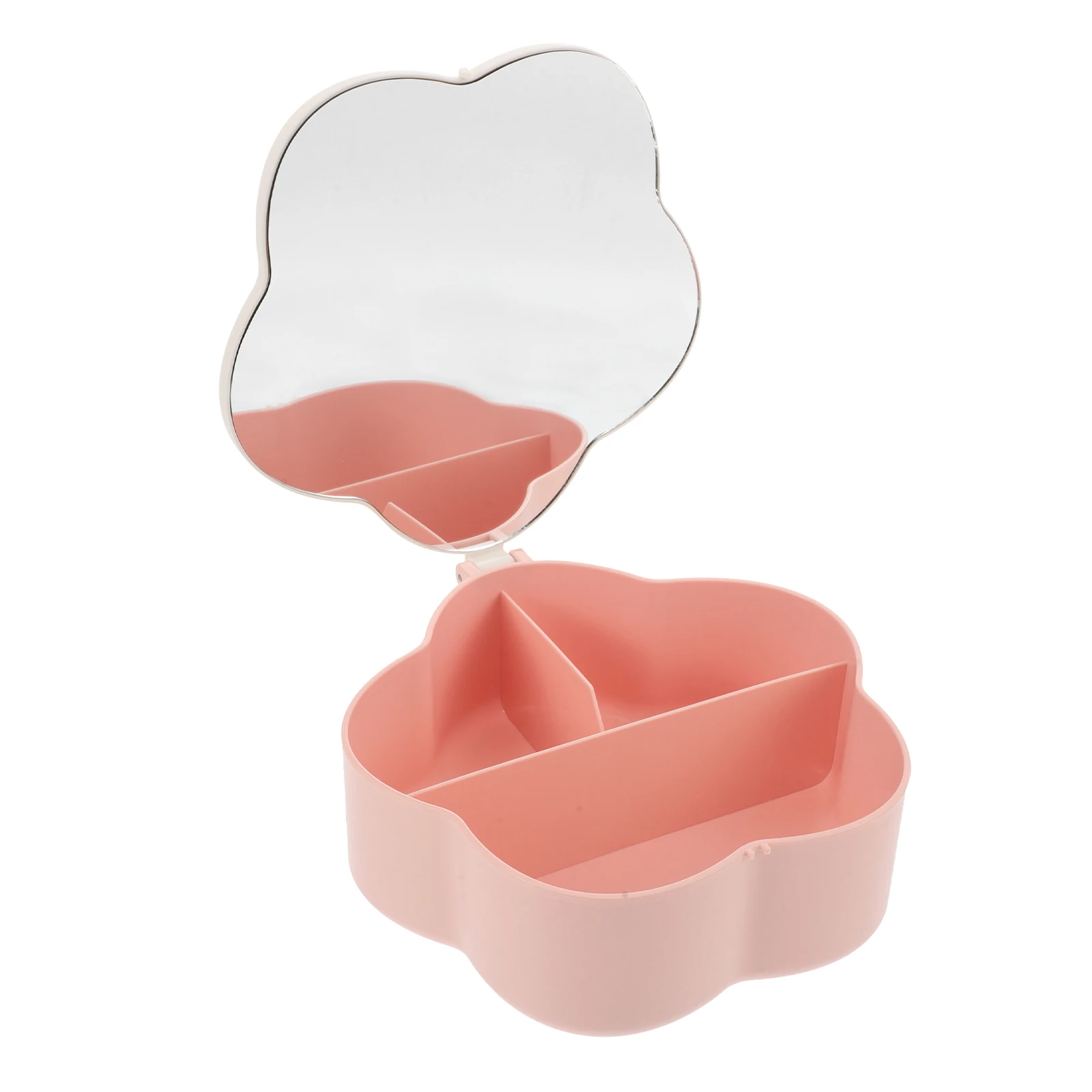 

Makeup Mirror Storage Box Flower-Shaped Jewelry Organizer For Necklaces Rings Earrings Holder Compact Case Travel