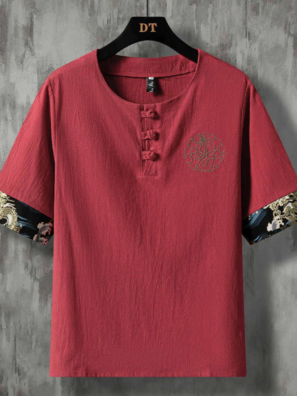 

Мужская льняная футболка свободного кроя из хлопка и льна, вышитая, в стиле тан, летний модный костюм ханьфу