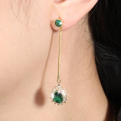 ZAKOL New Green Water Drop Shape Dangle Earrings For Women Exquisite Long Tassel Earring Engagement Wedding Party Jewelry