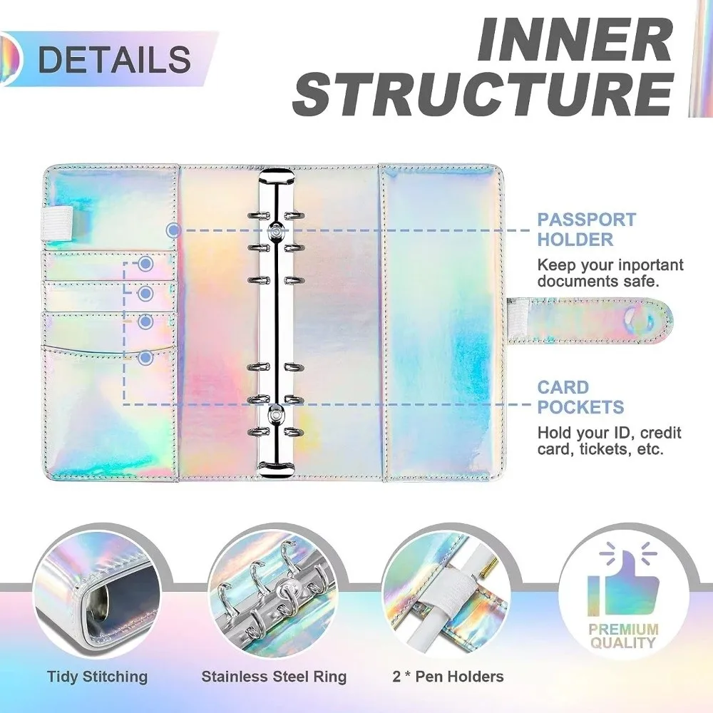 Colorful Envelope Challenge Notebook Loose-leaf PU Leather Budget Binder Cash Budget Cash Envelopes Money Saving Binder