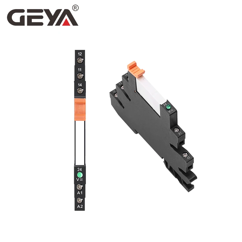 5PCS 10PCS GEYA Din Rail Slim Relay Module HF-41F Integrated PCB Mount Power Relay 12V 24V 48V 110V 230V with Relay Socket 6.2mm