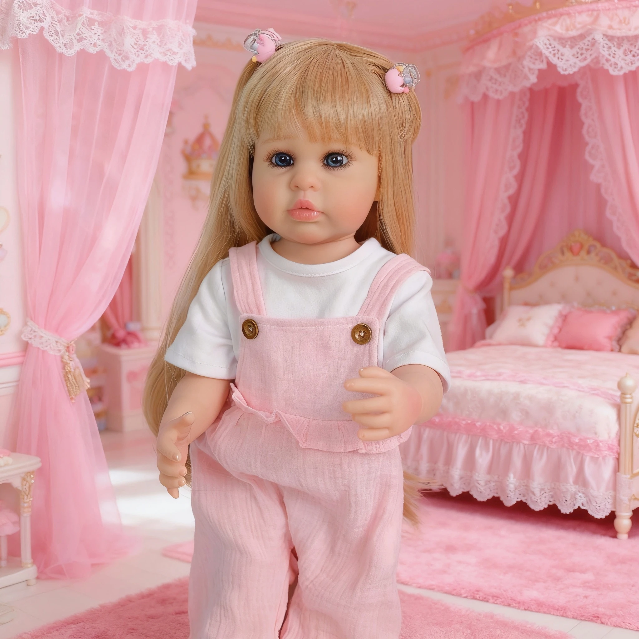 NPK 22 Zoll Neugeborene Reborn Puppe Weiches Silikon Vinyl Ganzkörper Kleinkind Mädchen Ellie Princess Lebensechtes echtes Baby mit langem Perückenhaar