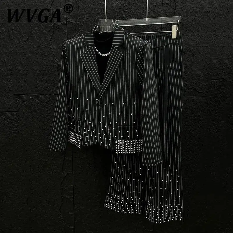 

WVGA Весна Осень Новые Мужчины Y2K Techwear Нишевый Оригинальный Дизайн Модный Полосатый Костюм Комплект Модный Свободный Шикарный Повседневный Блейзер Ins W7434