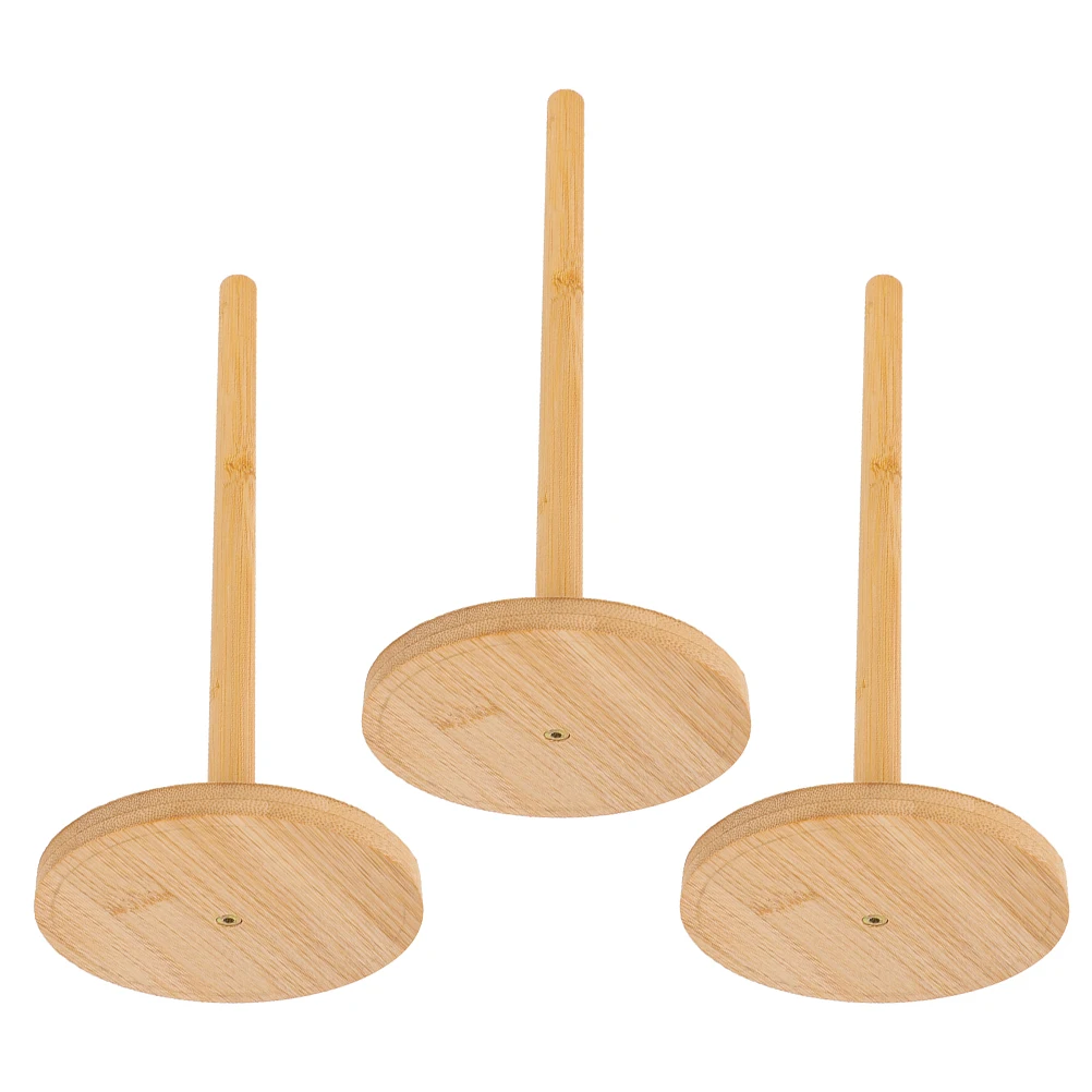 

3Pcs Bamboo Kitchen Roll Stand Sturdy Wooden Paper Towel Holder for Countertop and Cabinet Toilet Roll Holder Stand