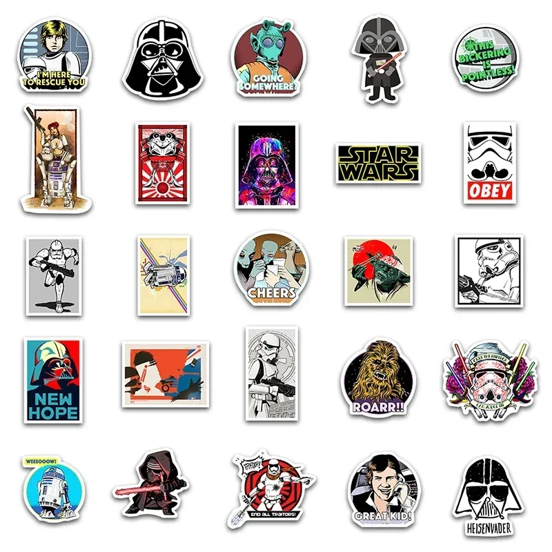 50PCS Disney Cool Star Wars Cartoon Sticker DIY Diary Laptop Luggage Skateboard Graffiti Decals Fun for Kid Toys