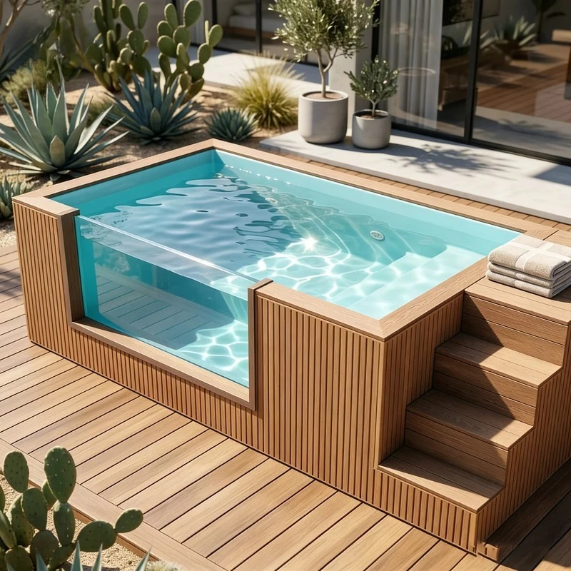 Container Swimming Pool Decorative Optional Outer Shell Leisure Equipment Improve Landscape Effect For Villa Garden Resort Areas