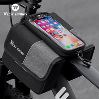 WEST BIKING 3 In 1 Bicycle Front Frame Bag Touch Screen Top Tube Phone Bag Bike Tool Holder Double Pouch Bag MTB Accessories