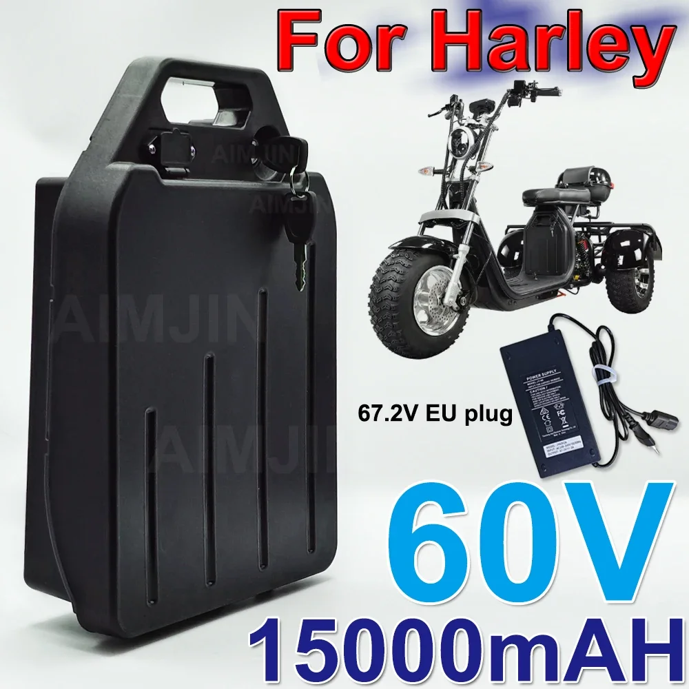 For Harley battery Electric Battery 60V 15000mAh 250W~1500W for Citycoco Motorcycle Waterproof LithiumBattery + 67.2V Charger