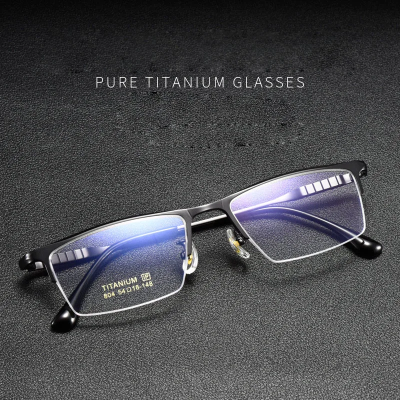 Pure Titanium Men Optical Glasses Half Eyewear Hyperopia Myopia Correct Vision Prescription Recipe Lentes Oculos Business Work