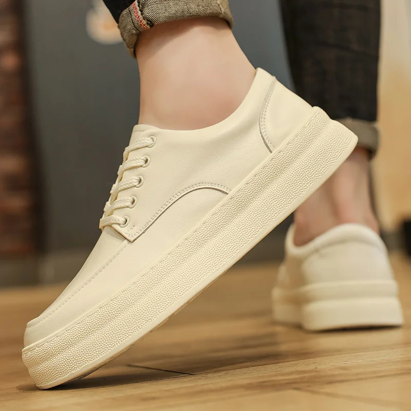 

New Men Vulcanized Shoes Casual Flat Sneakers Woman White Casual Platform Walking Sneakers Zapatillas Hombre Chaussure Homme 36