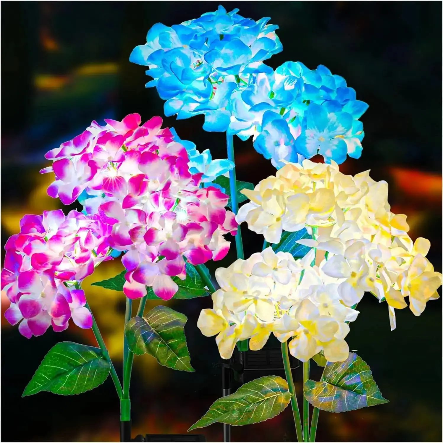 Hydrangea Flower Light LED Solar Outdoor Waterproof Landscape Light Simulation Flower Lamp for Yard Garden House Lawn Decoration