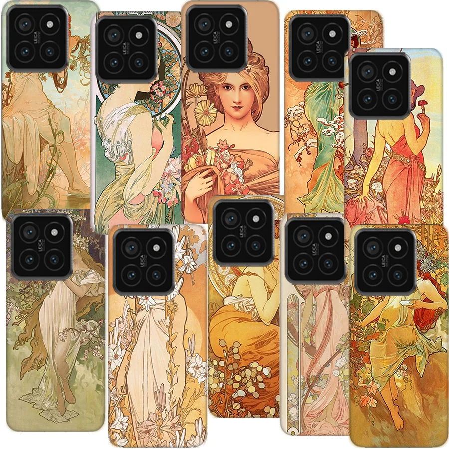 Alfons Mucha Primavera Clear Phone Case For Xiaomi Poco F6 F5 Pro F3 X5 X4 NFC F4 X3 GT M5 M5S M4 M3 Pro F2 F1 Cover Coque Hard